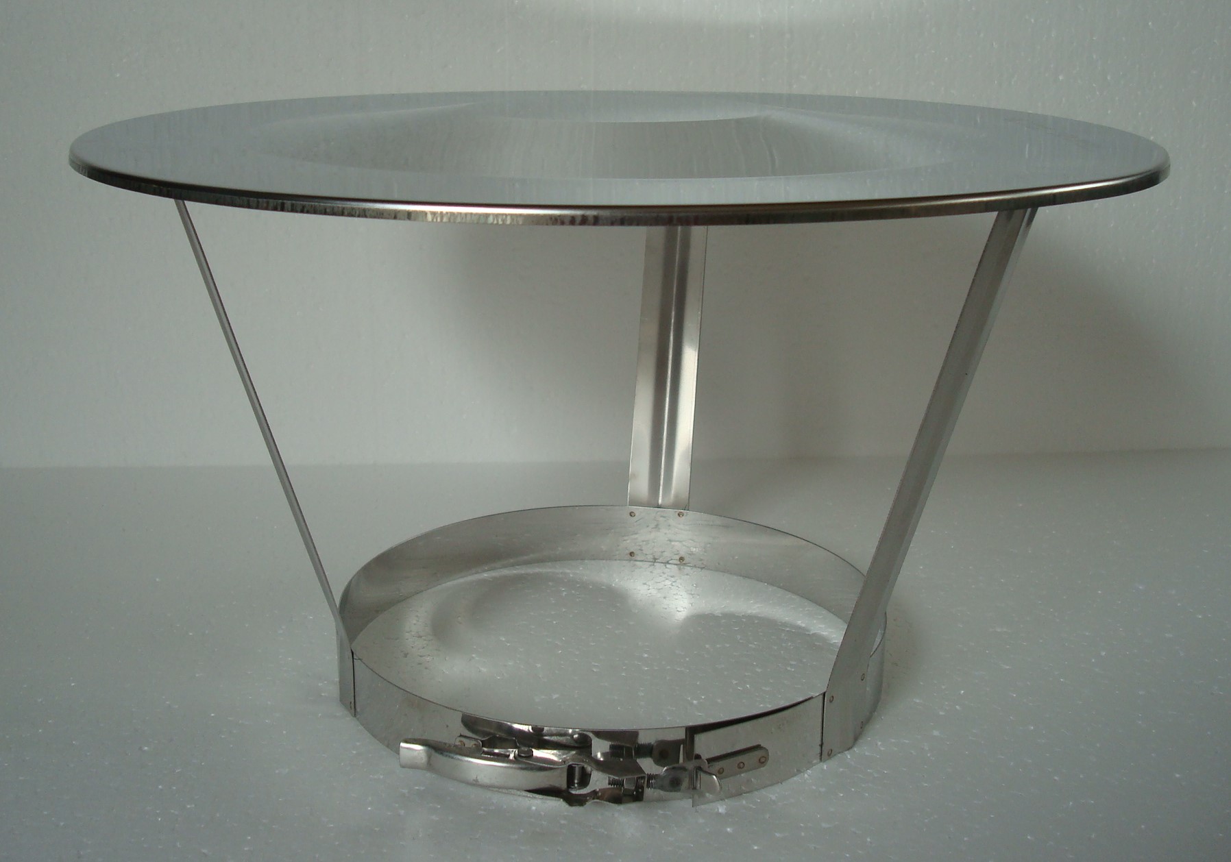 Protidažďová strieška o250 s rychloupínacou sponou pre nerezovú KD